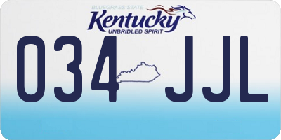 KY license plate 034JJL