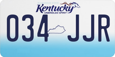 KY license plate 034JJR