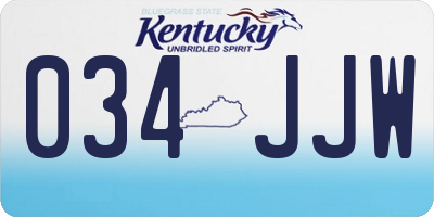 KY license plate 034JJW