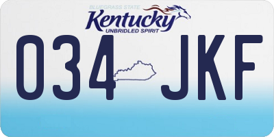 KY license plate 034JKF