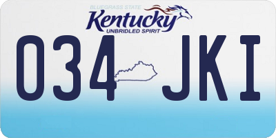 KY license plate 034JKI