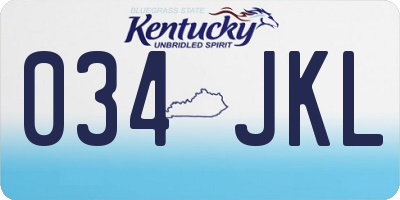 KY license plate 034JKL