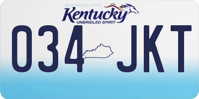 KY license plate 034JKT
