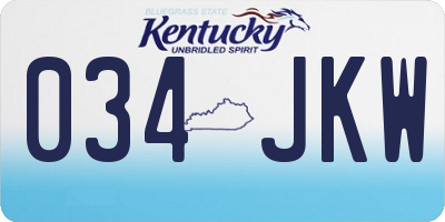 KY license plate 034JKW