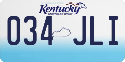 KY license plate 034JLI