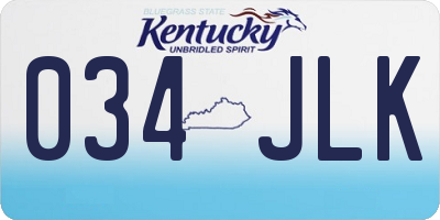 KY license plate 034JLK