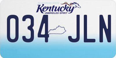 KY license plate 034JLN