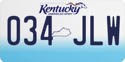 KY license plate 034JLW