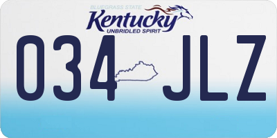 KY license plate 034JLZ