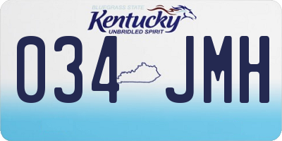 KY license plate 034JMH