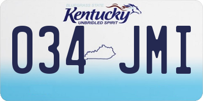 KY license plate 034JMI