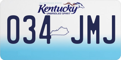 KY license plate 034JMJ