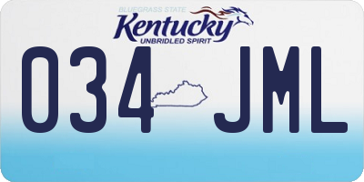 KY license plate 034JML