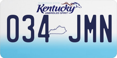 KY license plate 034JMN