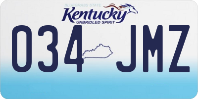 KY license plate 034JMZ