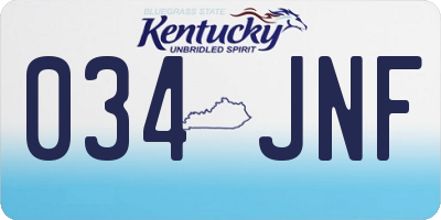 KY license plate 034JNF