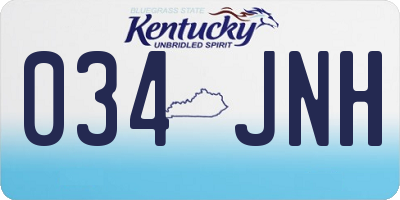 KY license plate 034JNH