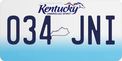 KY license plate 034JNI
