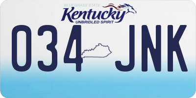 KY license plate 034JNK