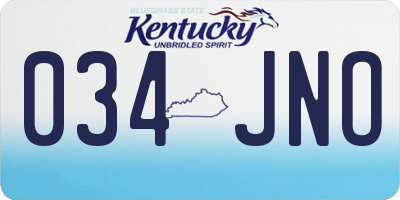 KY license plate 034JNO
