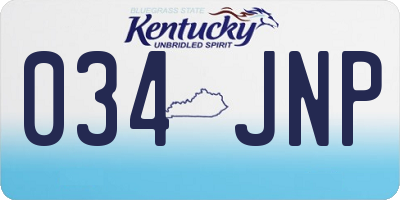 KY license plate 034JNP