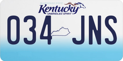 KY license plate 034JNS
