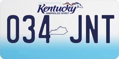 KY license plate 034JNT