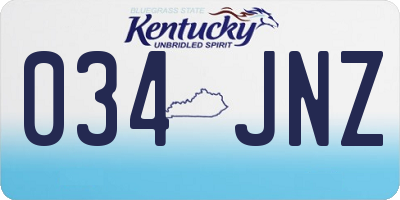 KY license plate 034JNZ