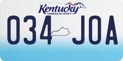 KY license plate 034JOA