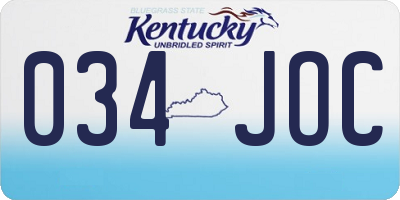 KY license plate 034JOC
