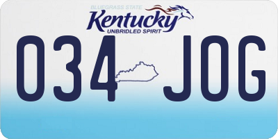 KY license plate 034JOG