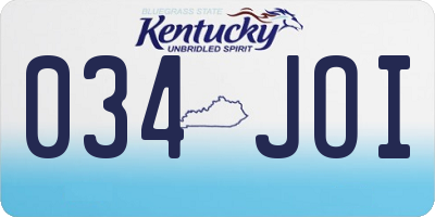 KY license plate 034JOI