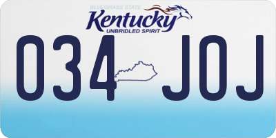 KY license plate 034JOJ