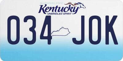 KY license plate 034JOK