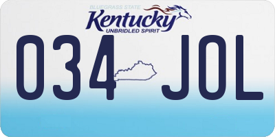 KY license plate 034JOL