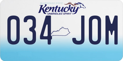 KY license plate 034JOM
