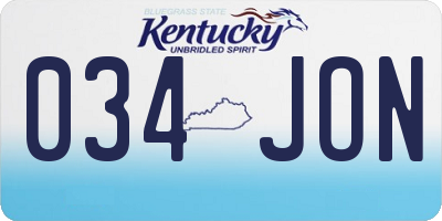 KY license plate 034JON
