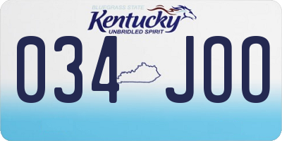 KY license plate 034JOO