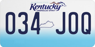 KY license plate 034JOQ