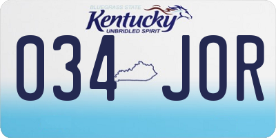 KY license plate 034JOR