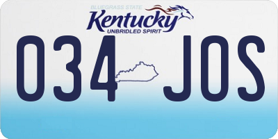 KY license plate 034JOS