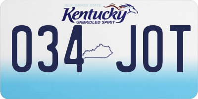 KY license plate 034JOT