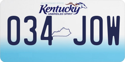 KY license plate 034JOW