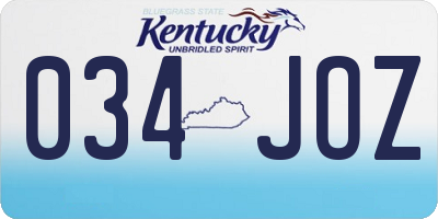 KY license plate 034JOZ