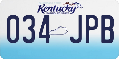 KY license plate 034JPB