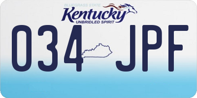 KY license plate 034JPF