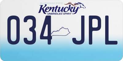 KY license plate 034JPL