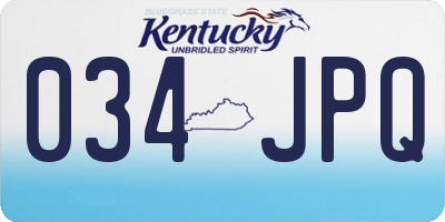 KY license plate 034JPQ