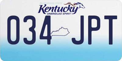 KY license plate 034JPT