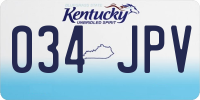 KY license plate 034JPV